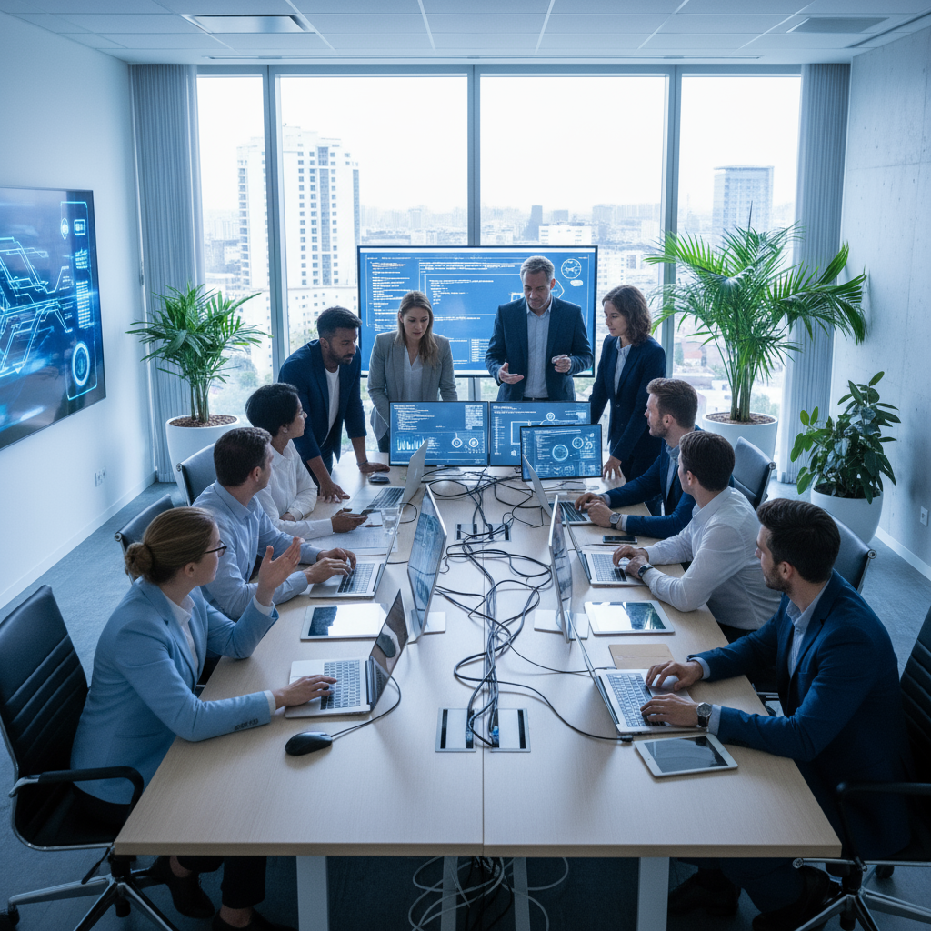 Equipe INFRA em reunião — Sobre Nós